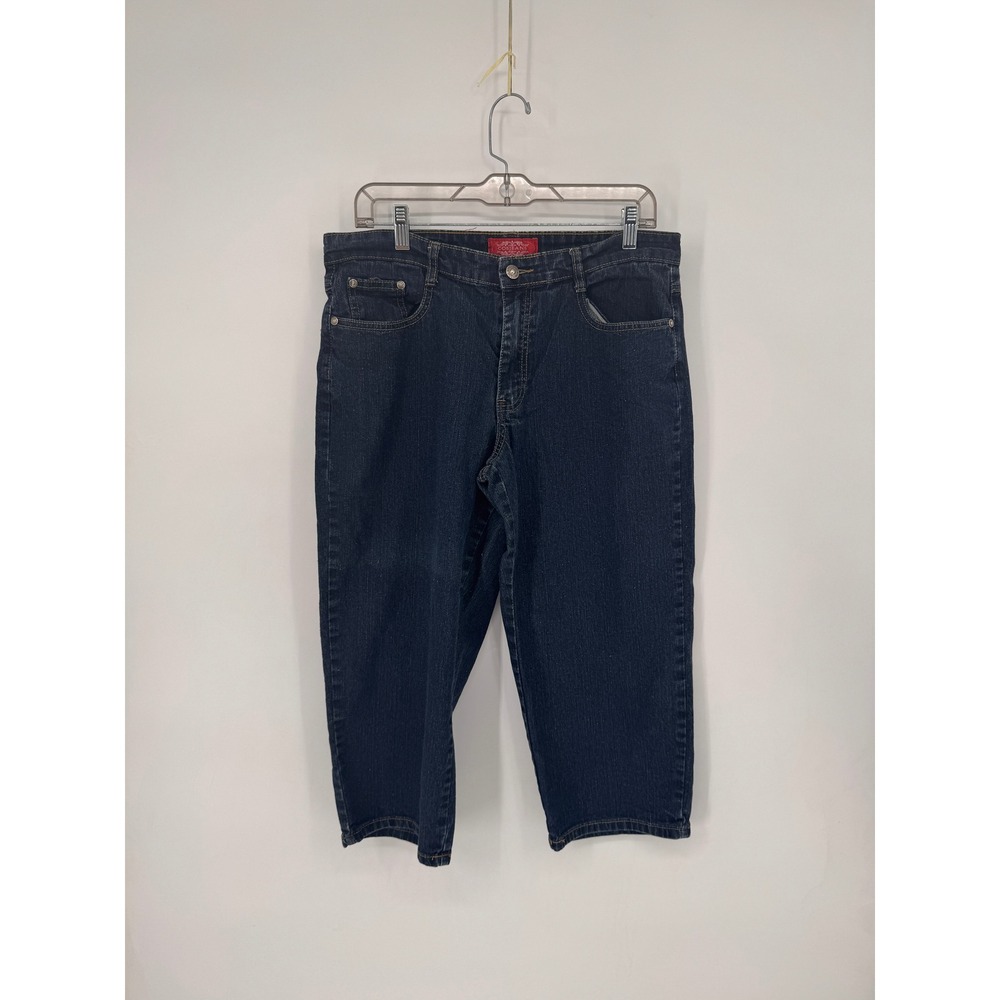 COSJEANS Cropped Jeans Womens 10P Dark Blue Good Embroidered Back Pocket Stretch